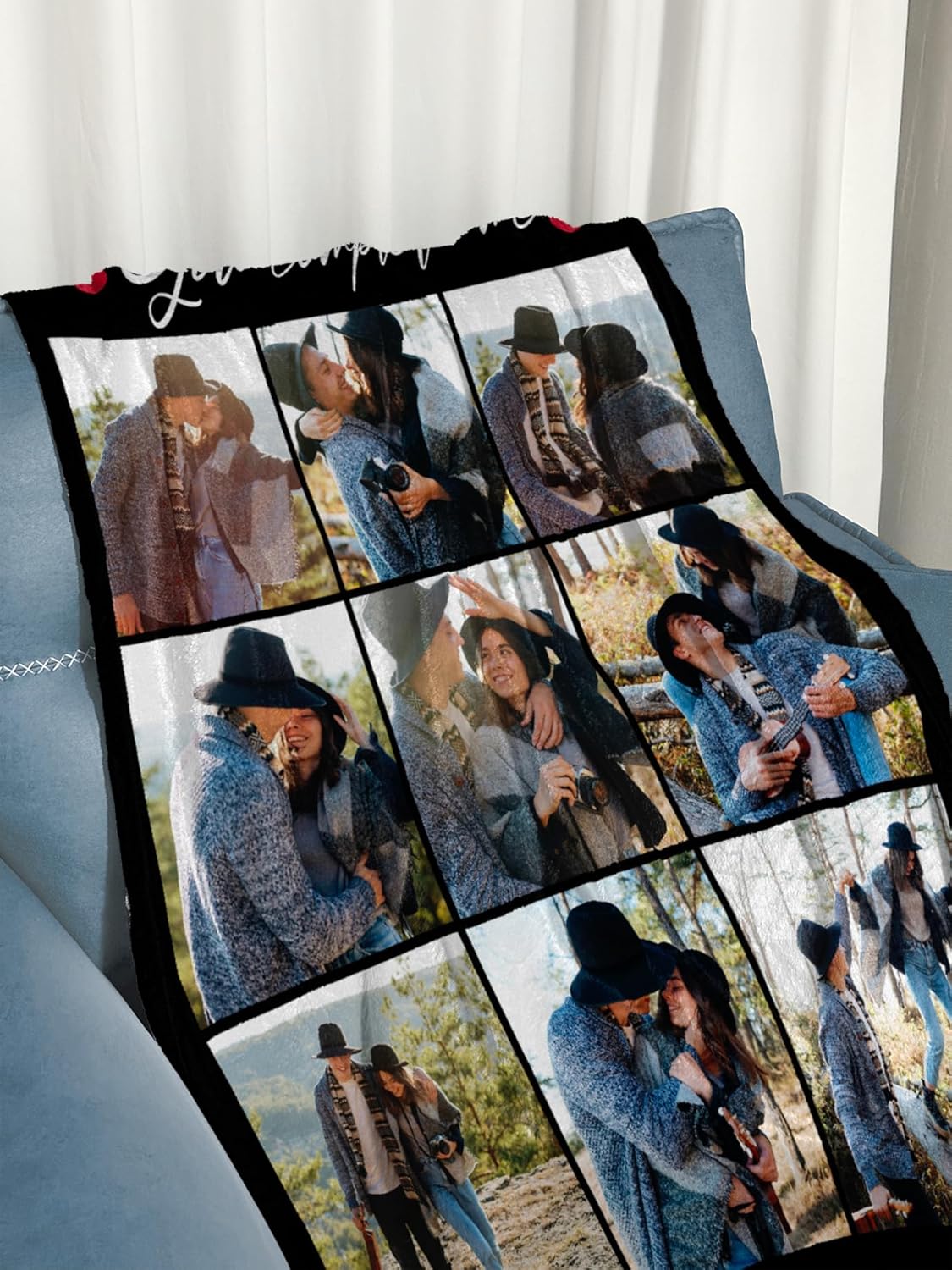 Personalized Blanket Custom Flannel Blanket with Photo Text Customized Picture Blankets Gifts for Birthday Valentines Day, 60 * 80in