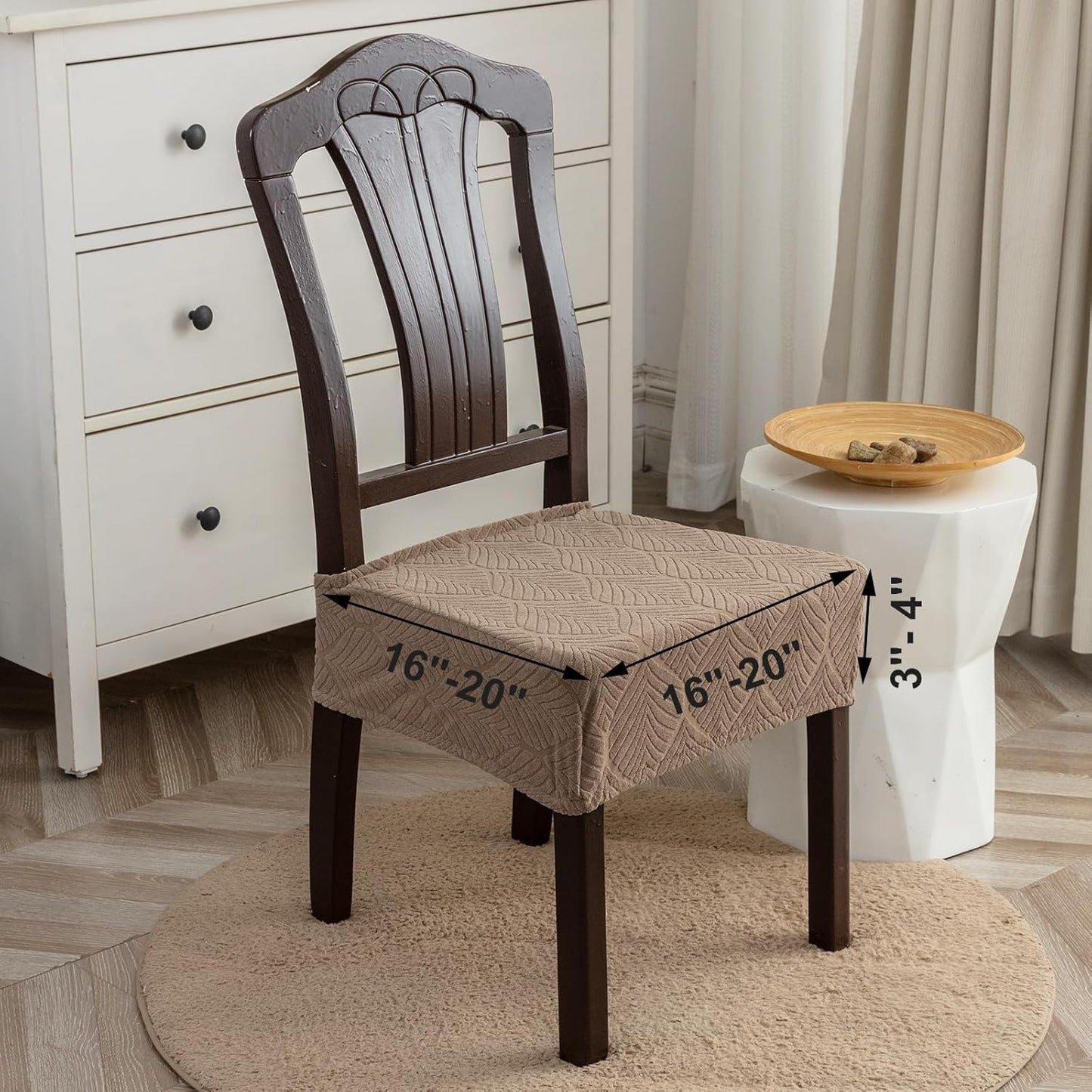 Removable and Washable Seat Covers for Dining Room Chairs Set of 4 - Waterproof Stretch Chair Seat Slipcovers, No Back Covers