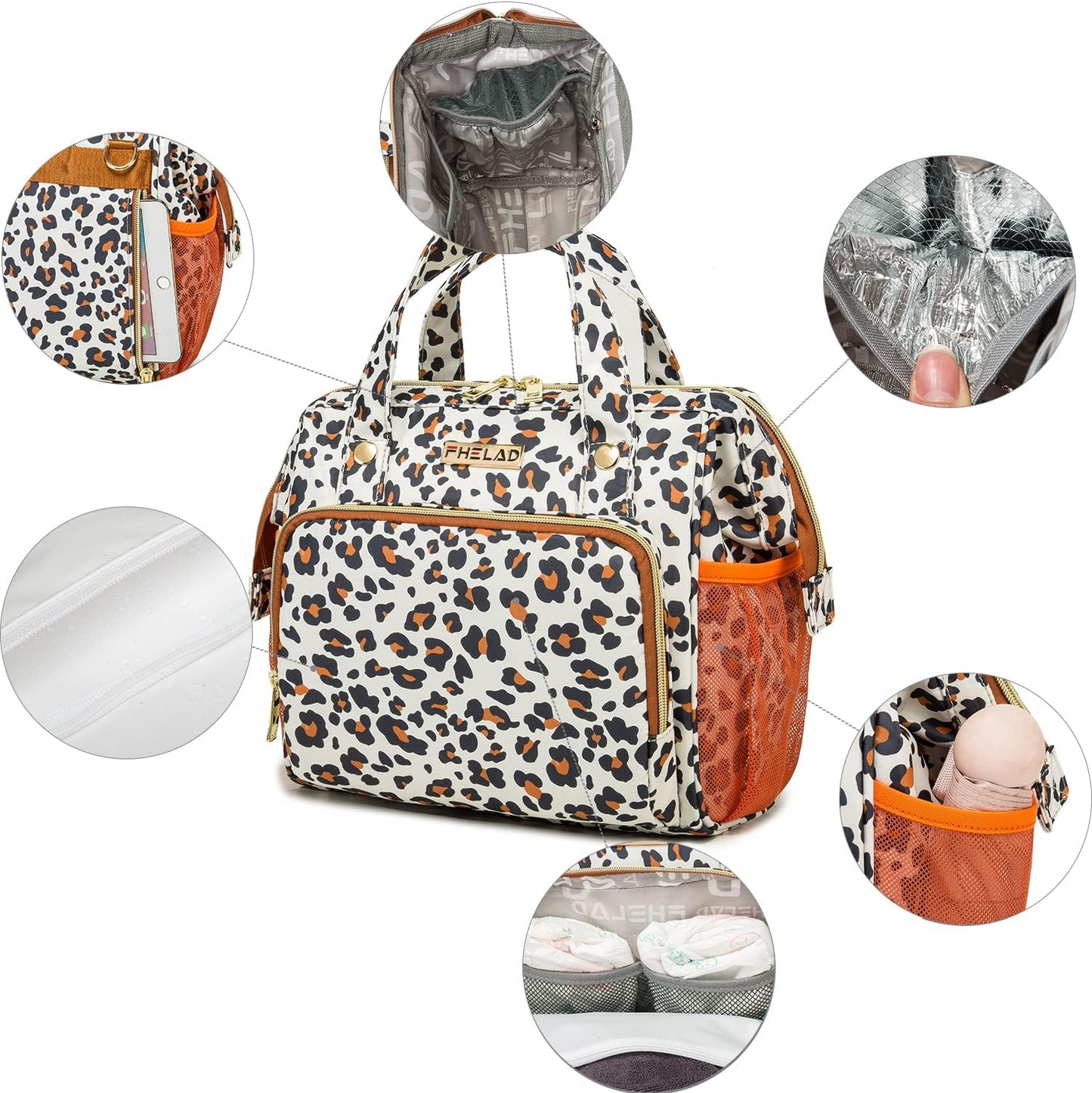 Small Diaper Backpack, Leopard Print Insulated Diaper Bag, Multiple Pockets Stroller Accessory, Comfortable Handle for Moms, Stylish Pañaleras para Bebe, Perfect Baby Carrier Bag