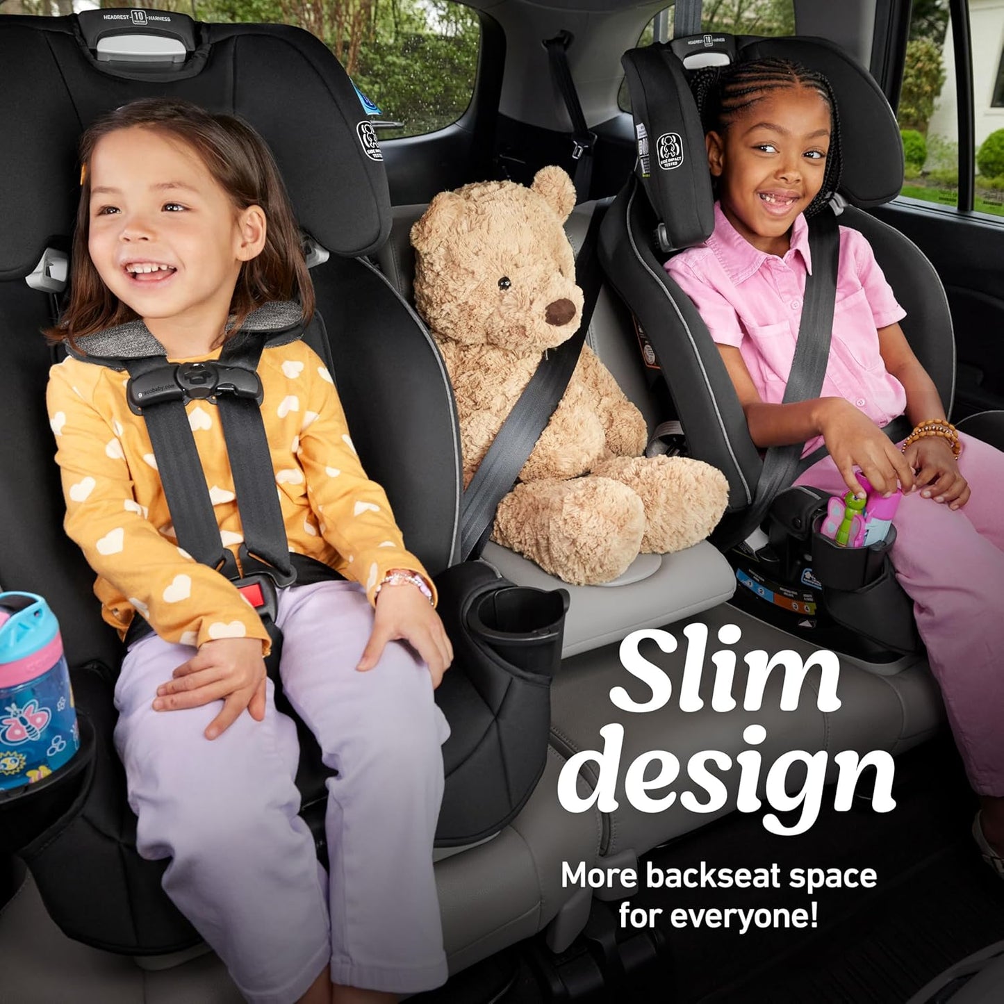Graco Slimfit 3-in-1 Convertible Car Seat, Ultra-Space-Saving Design, Silas, Suitable for Rear and Forward-Facing, Highback Booster Seat with 10-Position Headrest