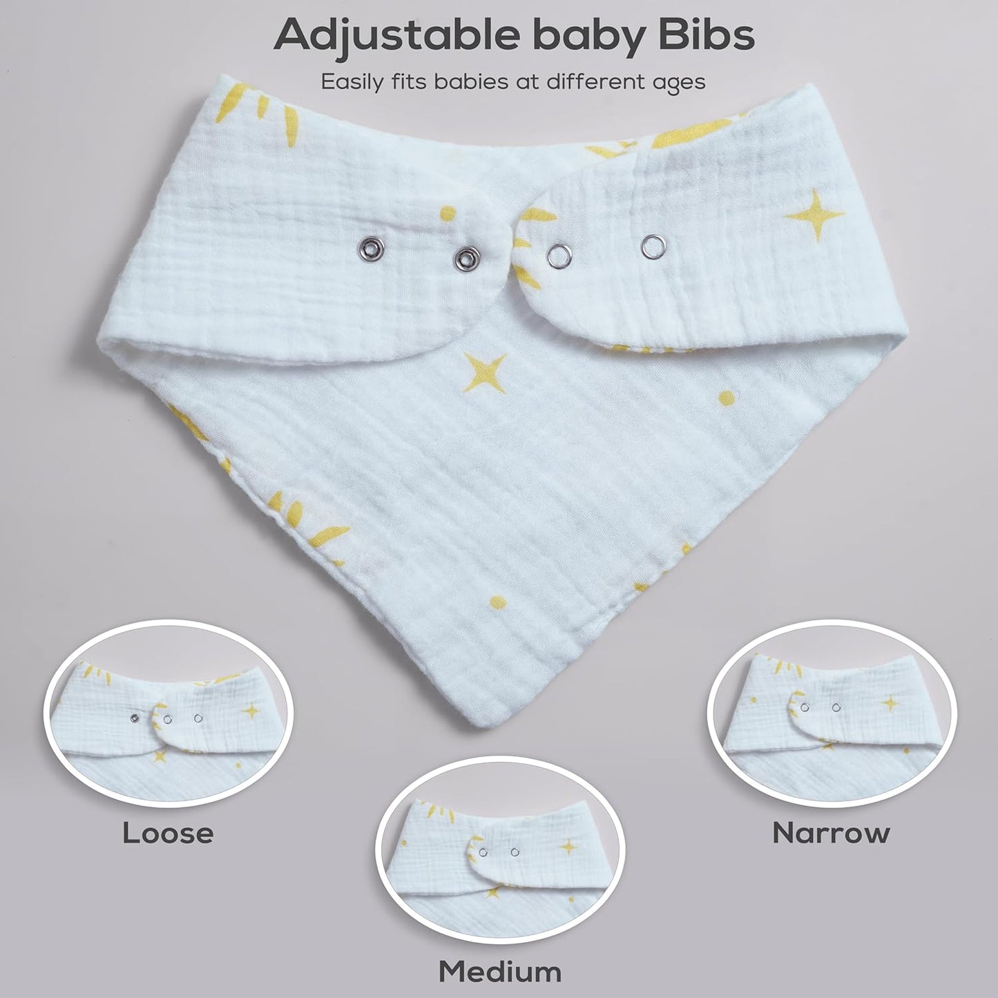 Muslin Baby bibs for drooling and teething, 100% cotton, Bibs for baby girl, Muslin bibs for boys (8 Pack)