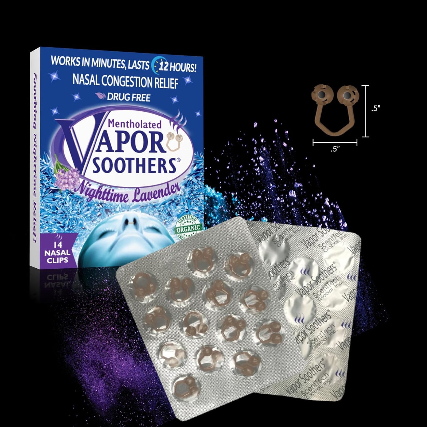 by Scenttech, Snore Reducing- Anti Snoring Aid, Nasal Dilators for Breathing, Instant Nasal Congestion Relief, Nighttime Lavender, 28 Count, Drug-Free