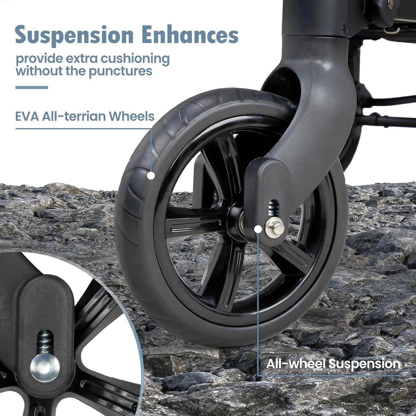 Wagon Stroller for 2 Kids, High Seat & 5 Point Harness, Foldable All-Terrain Wagon for Toddler with Canopy, Parent Organizer, Shoulder Bag, Adjustable Handlebar, Ultimate Double (Gray)