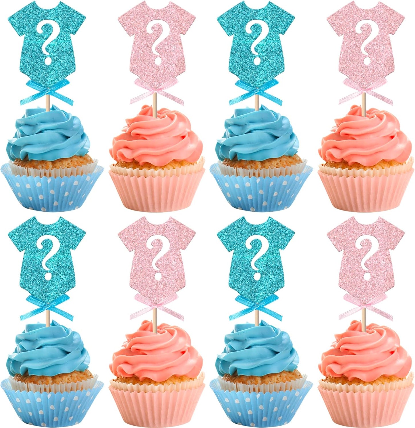 Rsstarxi 24 Pack Gender Reveal Cupcake Toppers Baby Shower Gender Reveal Party Decorations Pink or Blue Bow Tie Cupcake Picks for Boy or Girl Baby Shower Party Cake Decorations