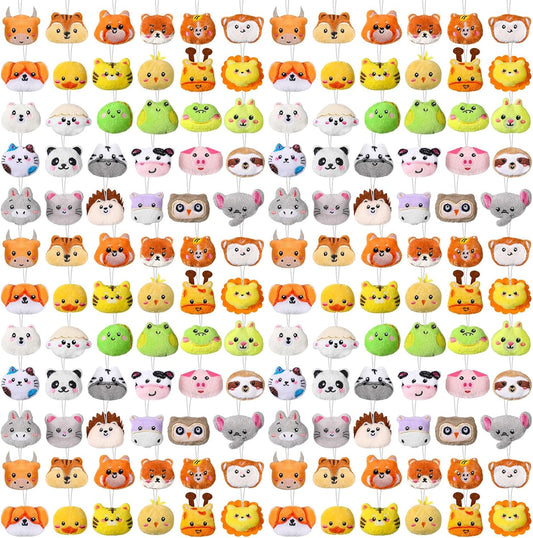 Libima 150 Pcs Mini Stuffed Animals Sea Animal Fruit Plush Keychain Set for Carnival Birthday Classroom Prizes Decoration for Clothes (Jungle Animals)