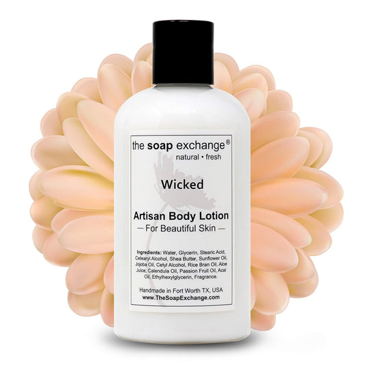 The Soap Exchange Body Lotion - Wicked Scent - Hand Crafted 8 fl oz / 240 ml Natural Artisan Skin Care for Hand, Face, & Body, Moisturize, Hydrate, & Protect. Made in the USA.