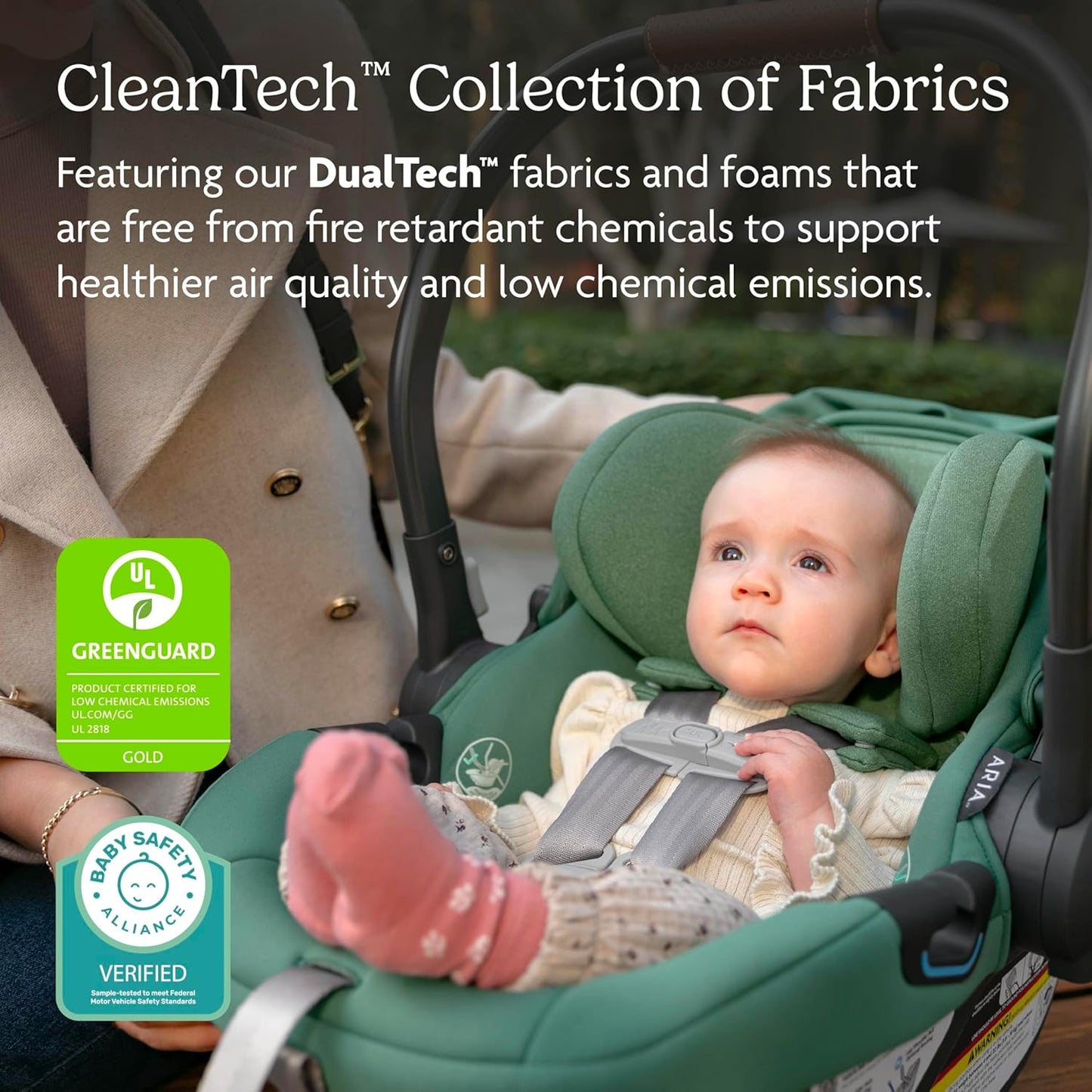 UPPAbaby Aria Lightweight Infant Car Seat/Just Under 6 lbs for Easy Portability/Base with Load Leg + Infant Insert Included/Direct Stroller Attachment/Declan (Oat Mélange/Chestnut Leather)