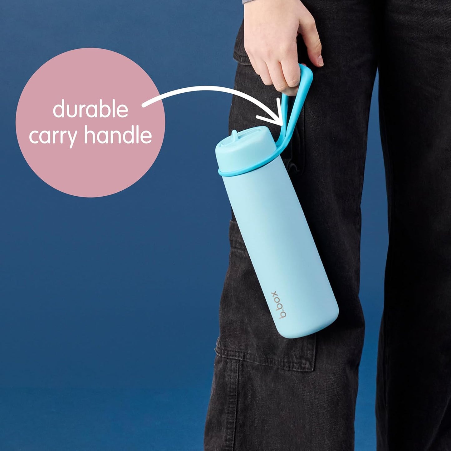 b.box Triple Insulated 23oz Water Bottle w/Stainless Steel Straw. 44 Hours Cold. Leak Proof Tumbler with Lid and Straw for Travel, Gym & School. BPA Free Sports Water Bottles.