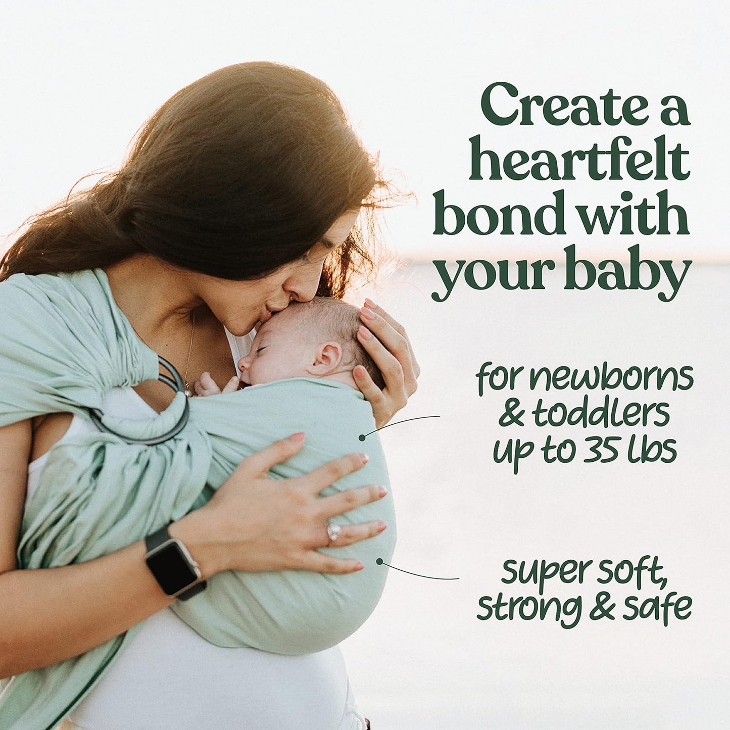 Nalakai Luxury Ring Sling Baby Carrier, Soft Linen Blend Baby Sling, Baby Wrap, Wear Your Little One Close to Your Heart, Comfort, Style