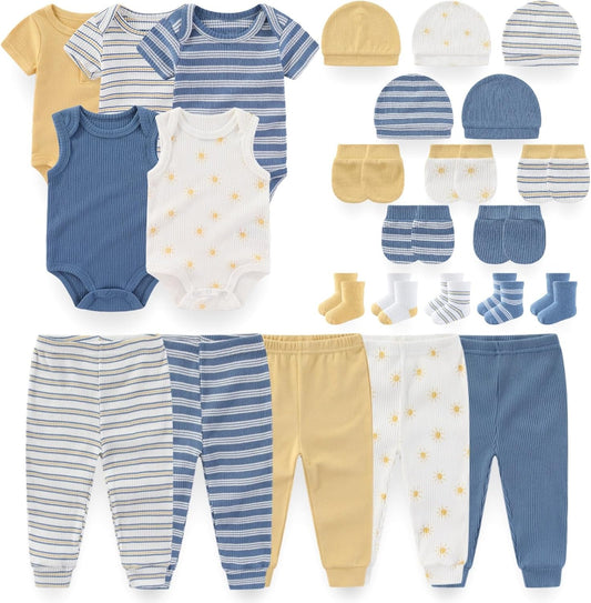 Newborn Baby Layette Essentials Giftset Clothing Set Short-Sleeve Bodysuit and Long Pants