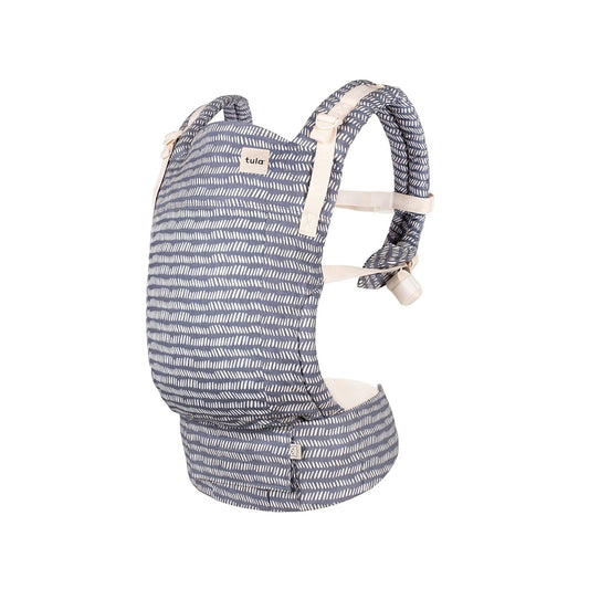 Baby Tula Breathable Mesh Explore Panel Free-to-Grow Baby Carrier - Adjustable, Newborn to Toddler Carrier - Ergonomic Fit for 7lbs to 45lbs - 3 Position Carrying Options - Beyond (Steel Blue/Dash)