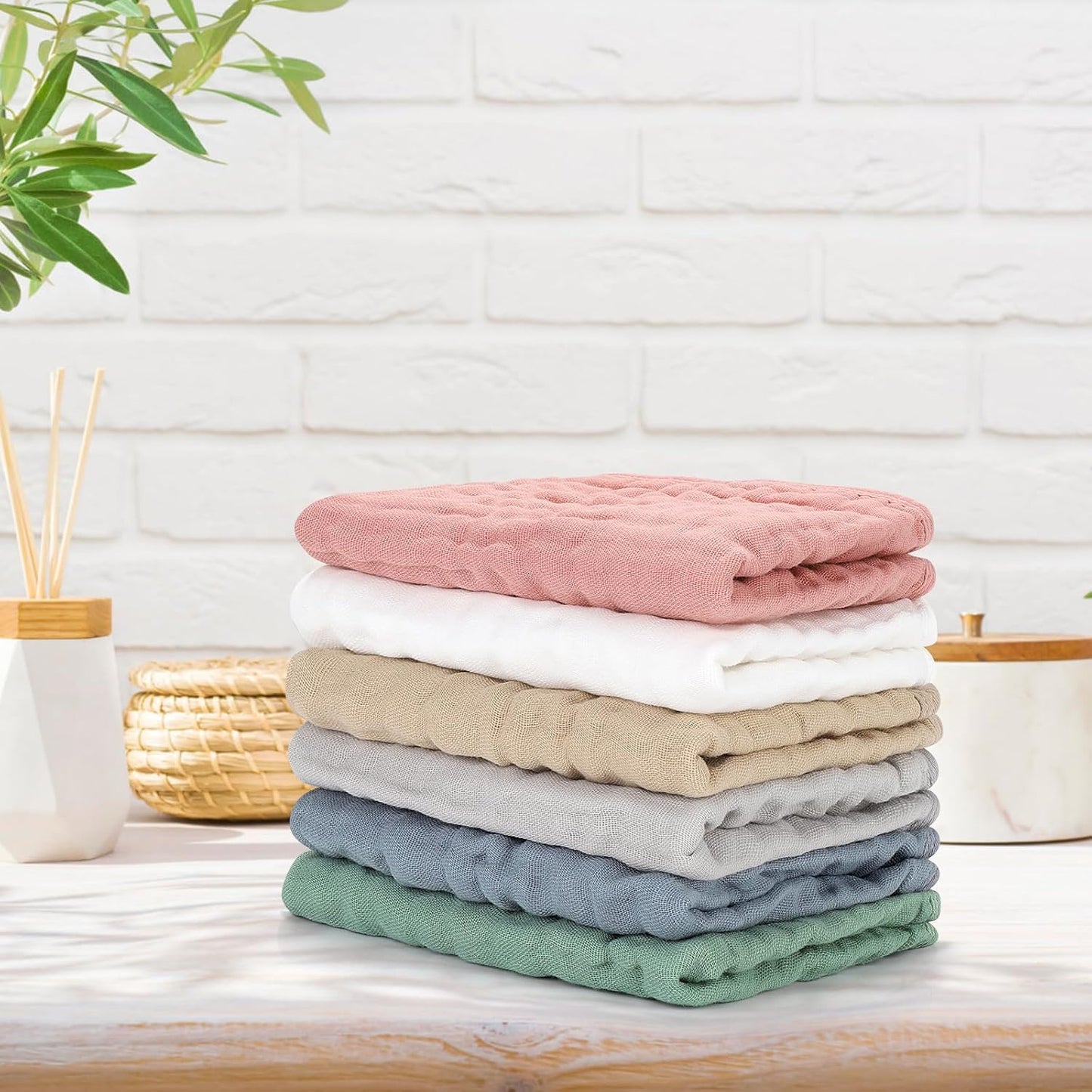 Accmor 6 Pack Muslin Burp Cloths 100% Cotton 20''x10'' Large Extra Soft and Absorbent Baby Burping Cloth for Boys Girls