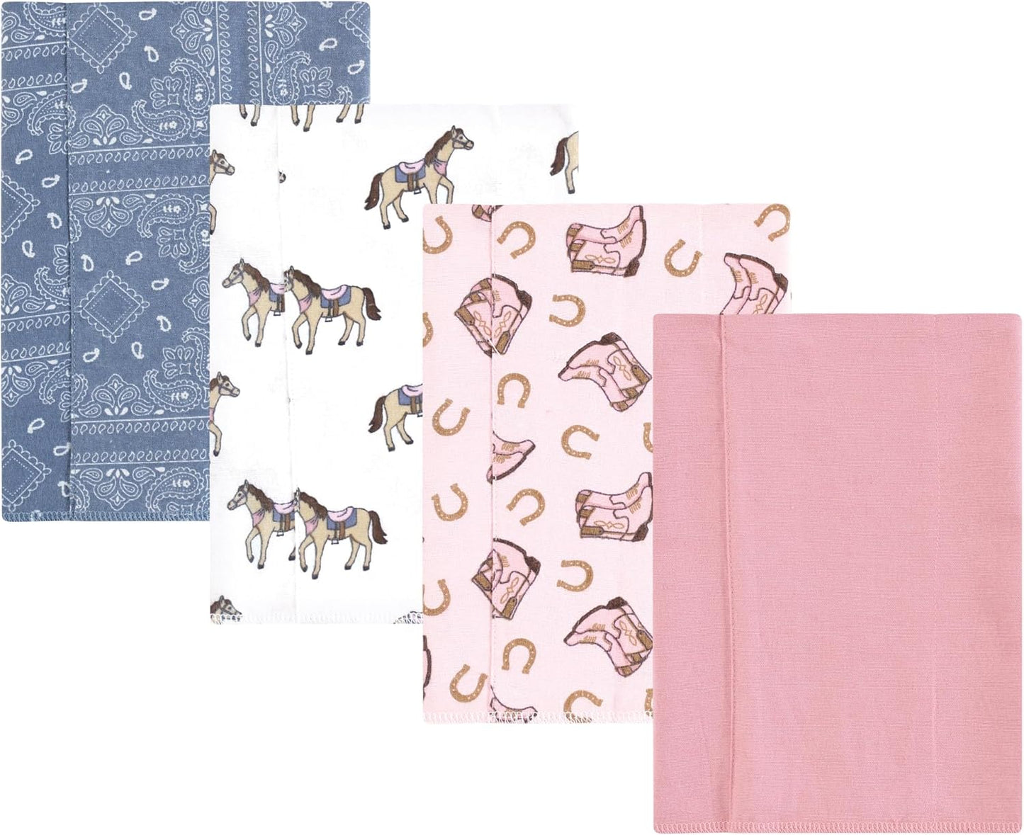 Luvable Friends Hudson Baby Flannel Burp Cloths 4pk, Western Cowgirl
