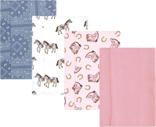 Luvable Friends Hudson Baby Flannel Burp Cloths 4pk, Western Cowgirl