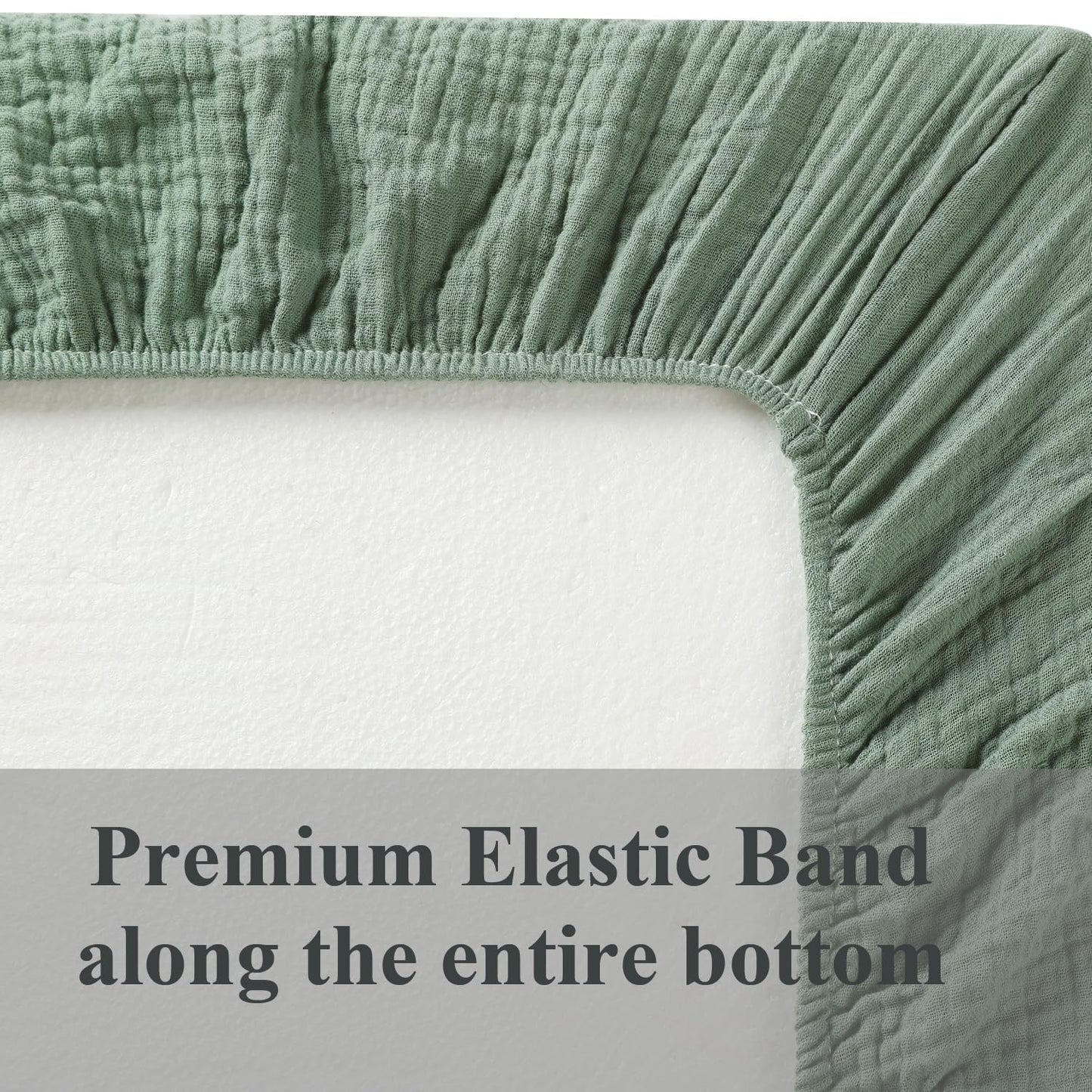 Muslin Bassinet Sheet Compatible with Ingenuity Bedside, Regalo Baby Infant Small, 2 Pack Cotton Fitted Super Soft for Baby Roman Green & Botanical Leaf