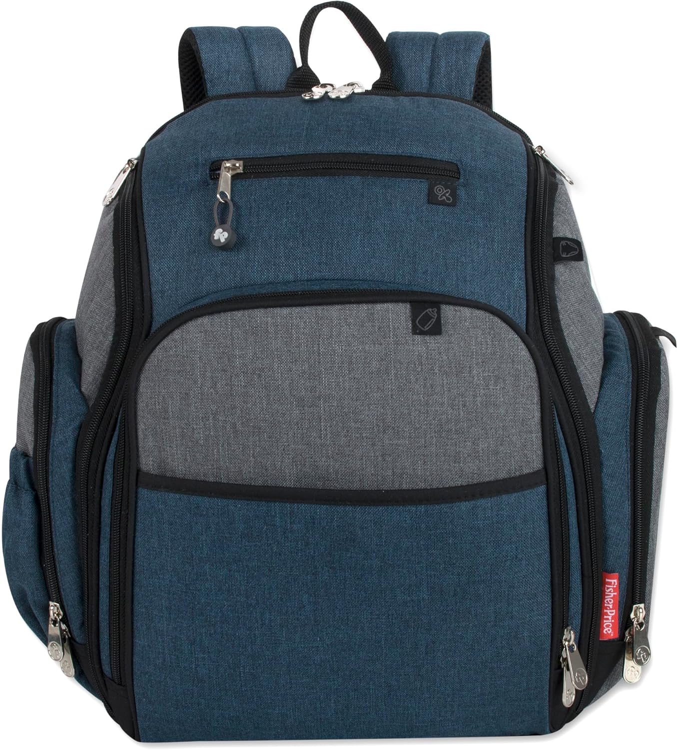 Fisher-Price Fastfinder 3 Piece Set Diaper Bag Backpack for Moms & Dads with Changing Pad and Wipes Pocket (Blue)