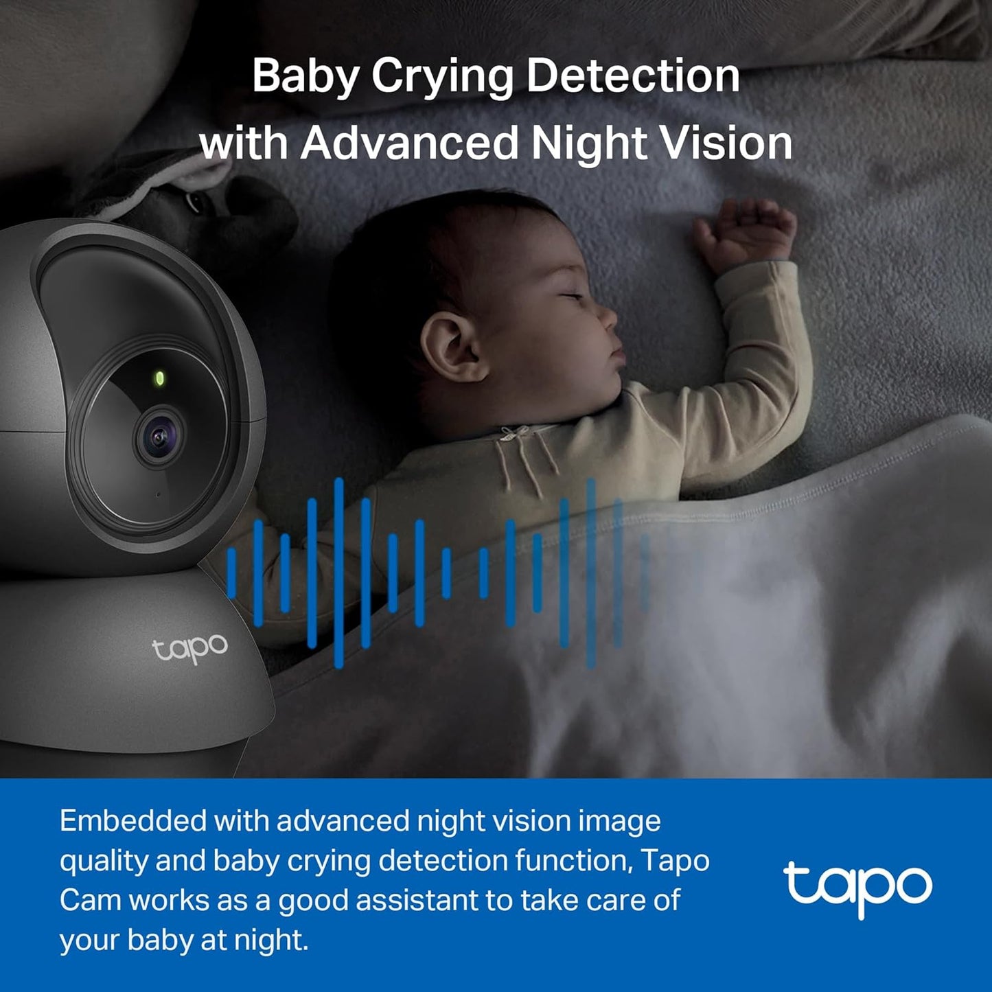 Tapo by TP-Link Pan/Tilt Security Camera for Baby Monitor, Pet Camera w/Motion Detection, 1080P, 2-Way Audio, Night Vision, Cloud & SD Card Storage, Works with Alexa & Google Home, Black (Tapo C201)