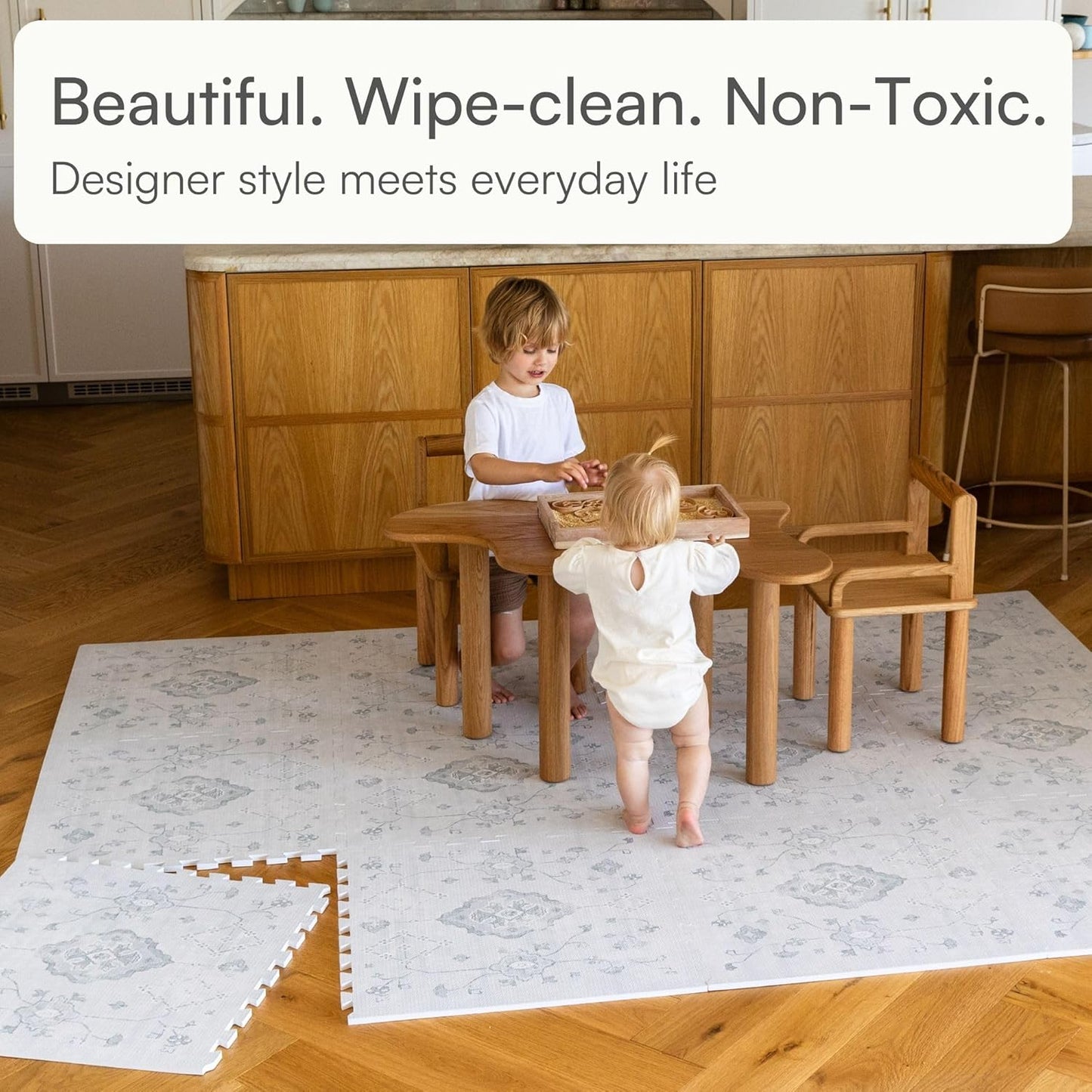 Lillefolk Baby Play Mat for Floor – 4x6ft Vintage Gray | Soft Non Toxic Premium EVA Foam Tiles for Tummy Time, Crawling & Playroom – Waterproof Interlocking Floor Mat for Babies & Toddlers (6 Tiles)