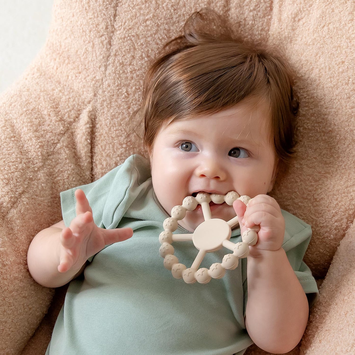 Samigo Ring Baby Teether Toys, Silicone Teething Ring Toys for Babies 0-6 6-12 Months, Baby Teethers 0-3 Months, Infant Teething Relief, Boy Girl Baby Essentials Must Haves - 2 Pack