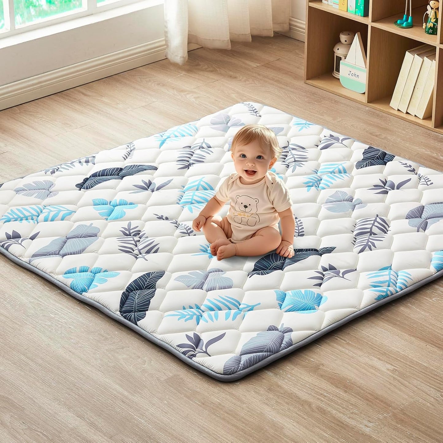Baby Play Mat, Non-Slip Baby Mat for Floor, Soft Thicker Playpen Mat, Portable Playmat, Crawling Mat for Babies, Toddlers & Infants to Play and Learn（ 50"x50"）