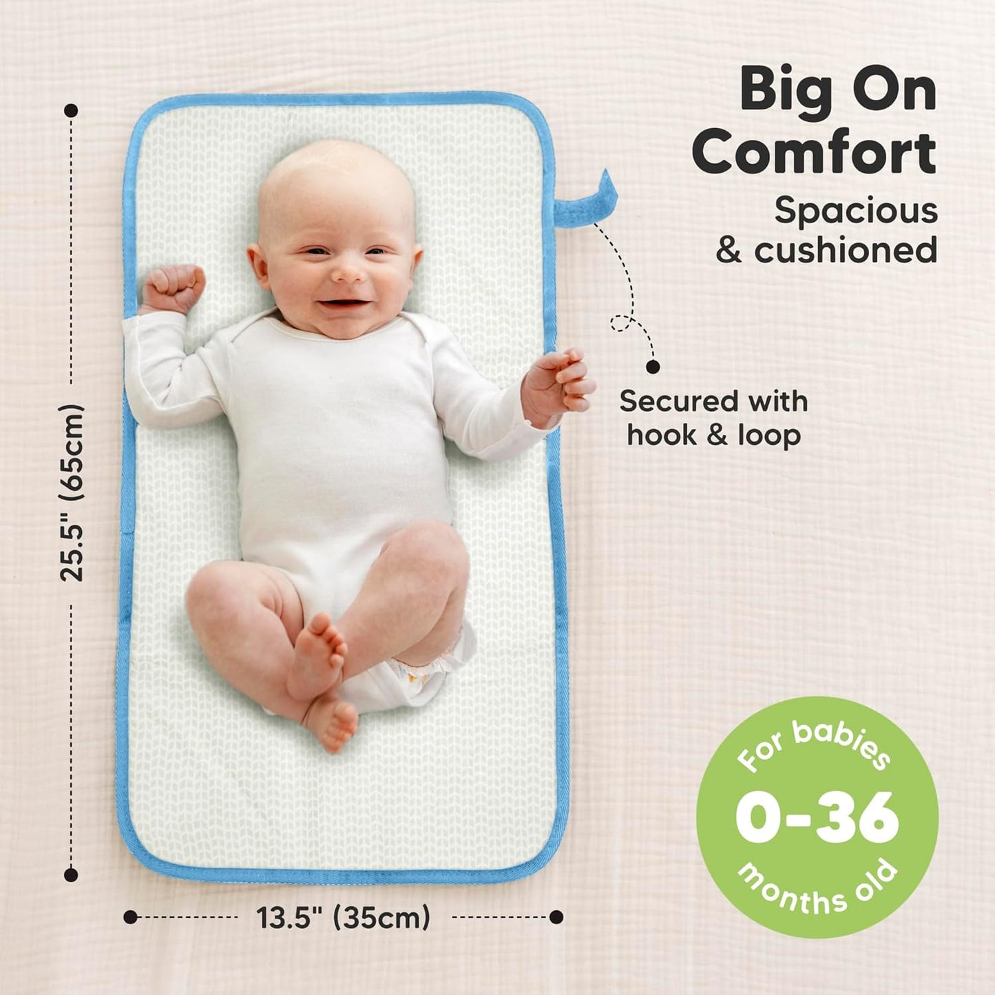 KeaBabies Portable Diaper Changing Pad, Easy Wipe Clean - Foldable Waterproof Baby Changing Mat for Diaper Bag, Compact, Lightweight, 25x13 Newborn, Infant, Baby Changer Travel Essential (Cloud)