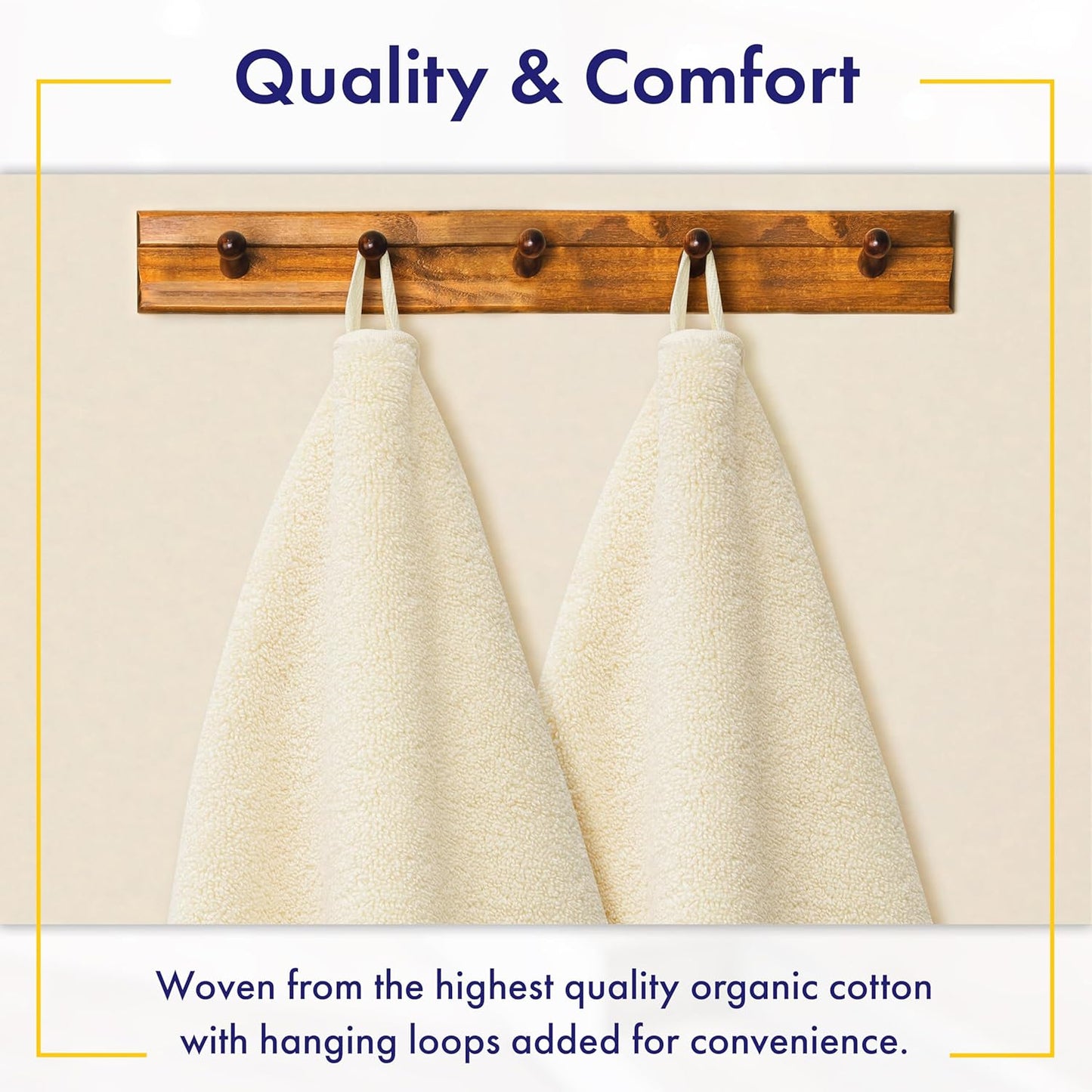 100% Organic Zero-Twist Cotton Towels - GOTS Certified Luxury Bath Towels - Ultra Soft & Plush 700GSM Long-Staple Cotton - 6 Piece Towel Set (Papyrus)
