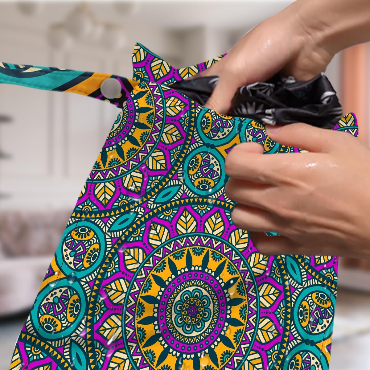 4 Pack Boho Mandala Floral Lover Gift Wet Bag Waterproof Washable Reusable Wet Dry Bag for Swimsuit Clothes Cloth Diaper Travel Pool Yoga Toiletries Gift for Women Sister Mama Birthday Christmas