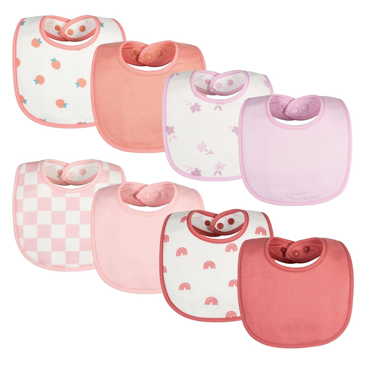 Tiny Twinkle 8 Pack Baby Bibs for Drooling and Teething – Waterproof & Absorbent Bibs for Baby Girl & Boy, Machine Washable Infant Bib Set for Newborns and Toddlers (Girl Print 8-Pack)