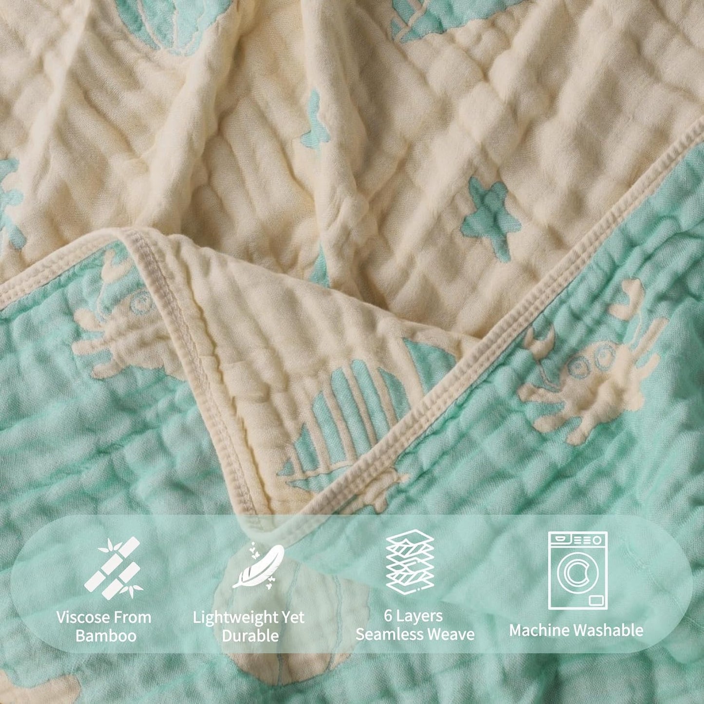Ultra-Soft Muslin Baby Hooded Towel - 32 x 32 Inches, Ideal for Bath & Beach, Suitable for Both Boys & Girls from Newborns to Toddlers