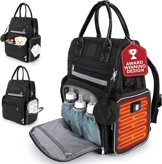 Award-Winning Eco-Friendly Smart Diaper Bag with Changing Station – 2025 Evergreen Winner, Premium All-in-One Backpack, Patent Pending, Heated Bottle Pockets, Trusted by Parents, Seen in Top USA Media
