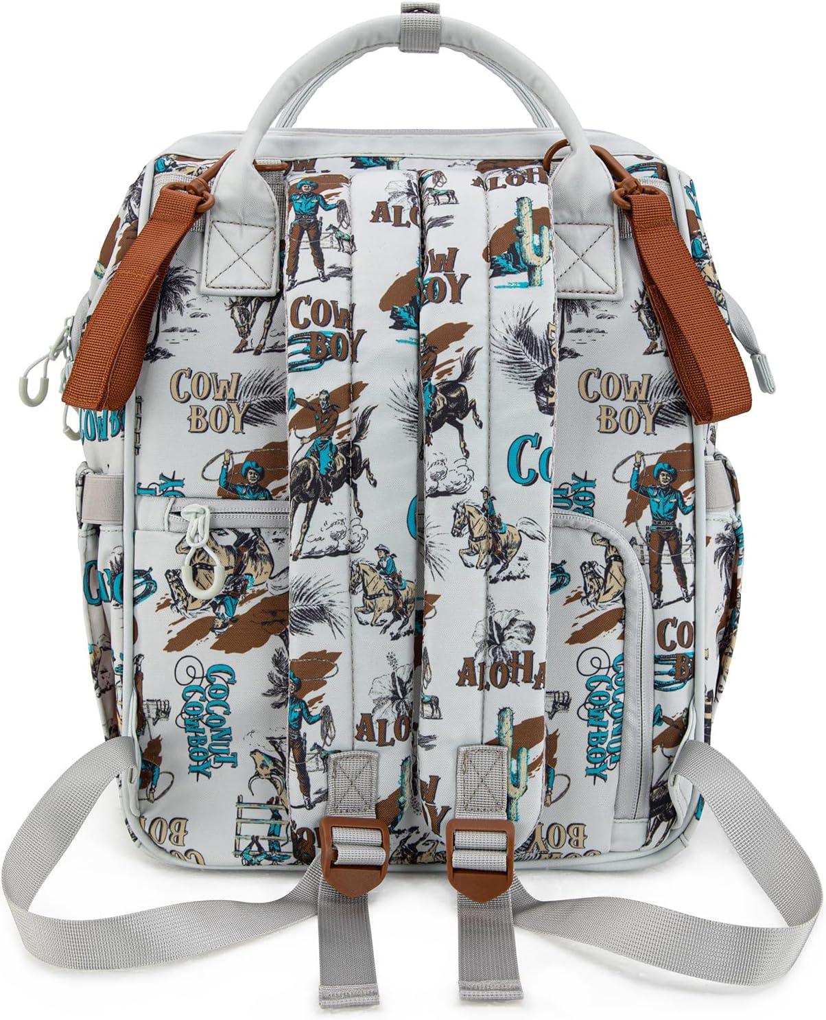 Montana West Wrangler Callie Diaper Bag Backpack with Stroller Straps Western Pattern Multifunction Baby Travel Bag WG2204-91102BG
