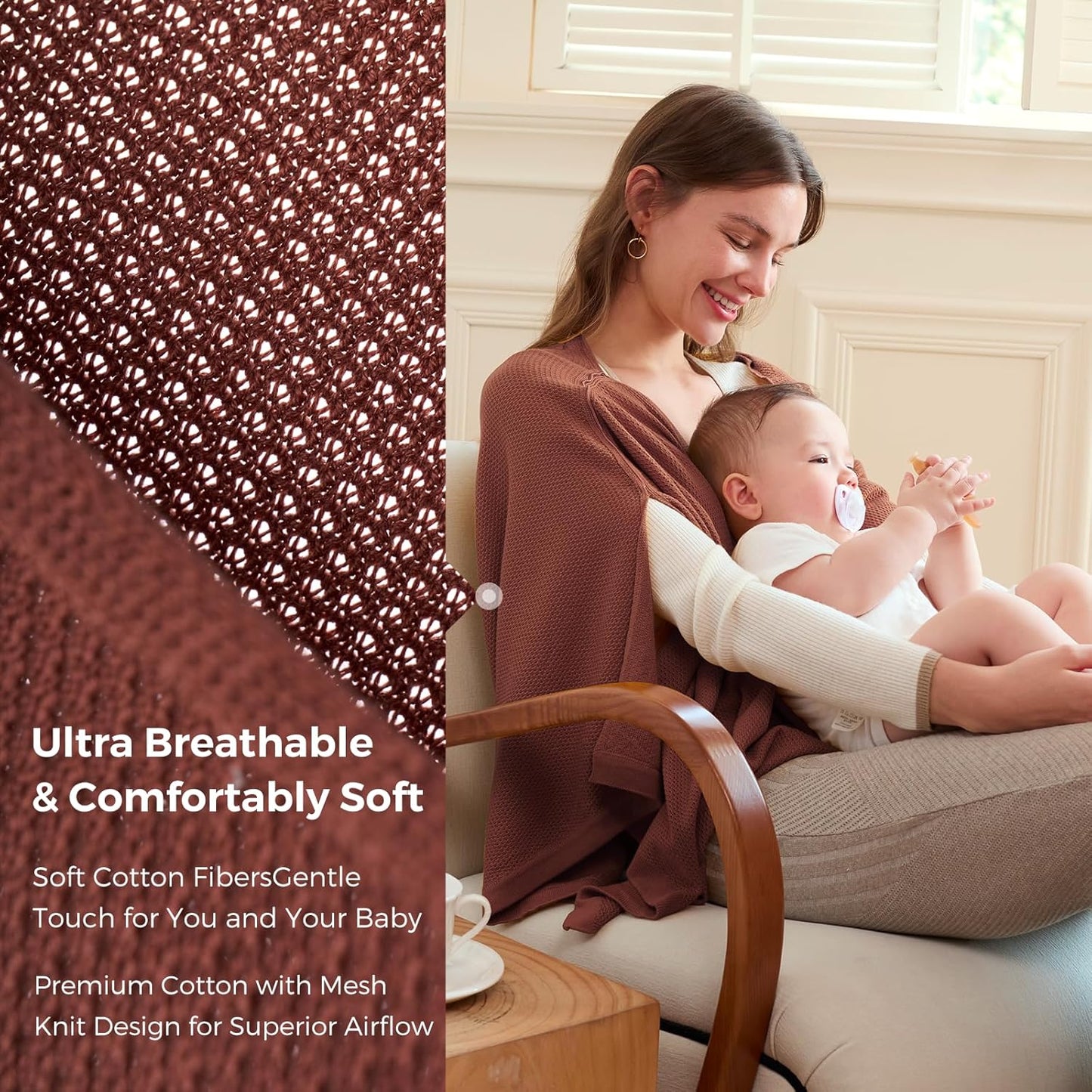 Momcozy Nursing Cover for Breastfeeding, Soft Privacy Poncho, Multi-Use Nursing Shawl, Portable Breast Feeding Covers for Women, Includes Laundry Bag (Rose Taupe)