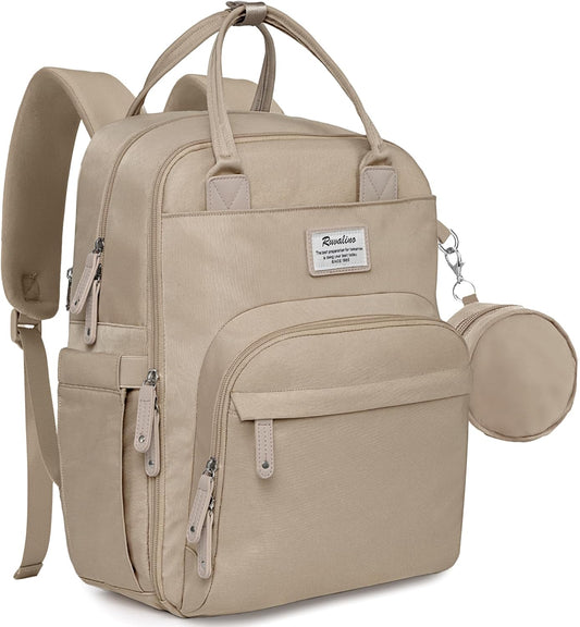 RUVALINO Diaper Bag Backpack-Multifunction Baby Travel Bag with Changing pad, Insulated Bottle Holders & Pacifier Case, Large Capacity, Waterproof, Clay