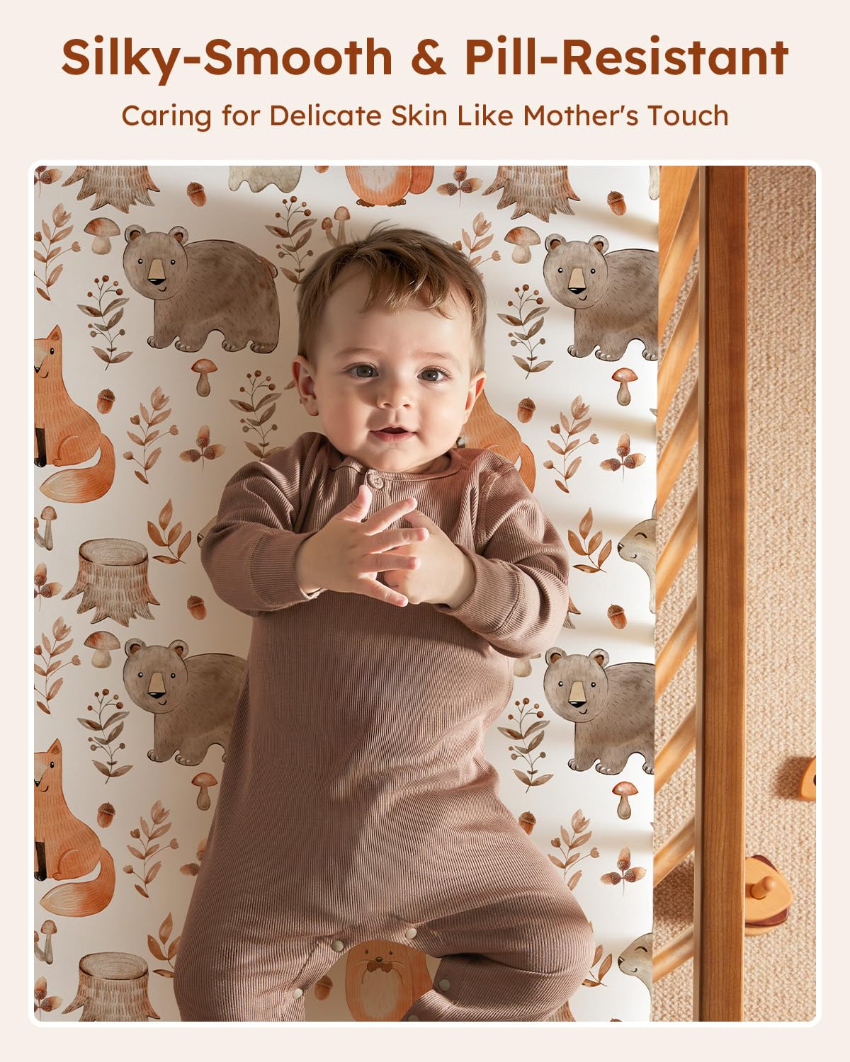 Baby Crib Sheets for Boys Girls, 28x52x8in Fitted Crib Sheet Neutral 3 Pack for Standard Crib and Toddler Mattress, Breathable Soft Microfiber Baby Sheet Green & Brown Fox
