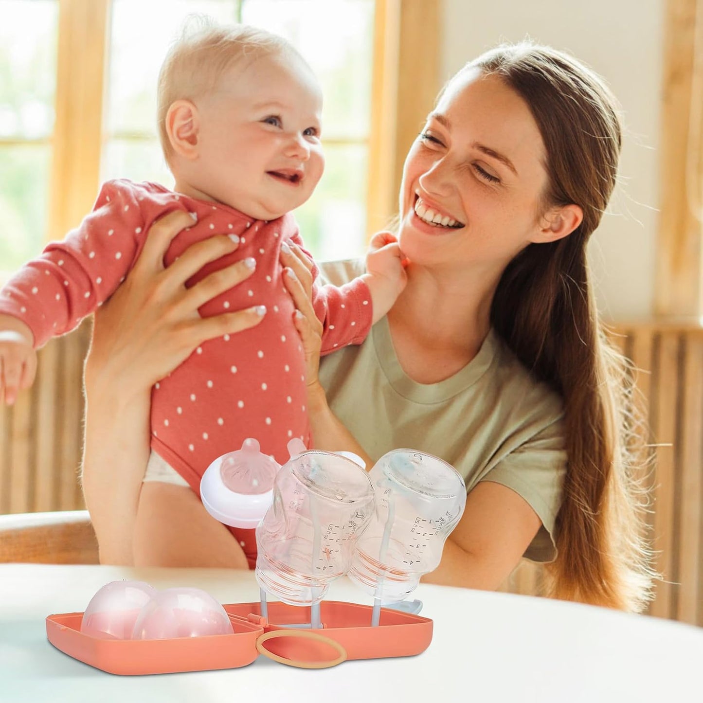 10-in-1 Baby Bottle Cleaner Brush Set – Travel-Friendly Kit with Silicone Bottle Cleaning Brush, Nipple & Straw Brushes, Soap Dispenser, Baby Bottle Drying Rack, Portable Bottle Cleaning Kit