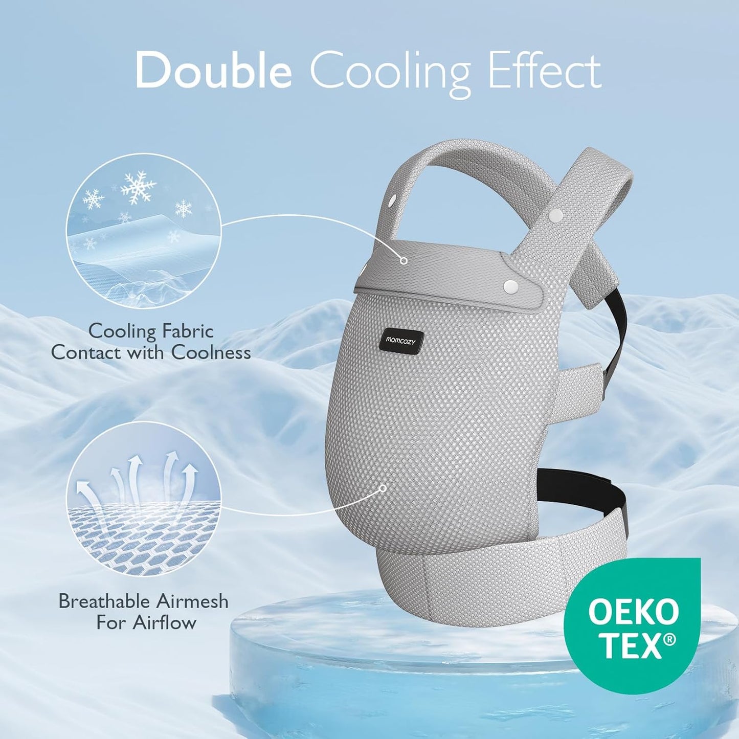 Momcozy Breathable Mesh Baby Carrier, Ergonomic and Lightweight Infant Carrier for 7-44lbs with Enhanced Lumbar Support, All Day Comfort for Hands-Free Parenting, Air Mesh-Grey