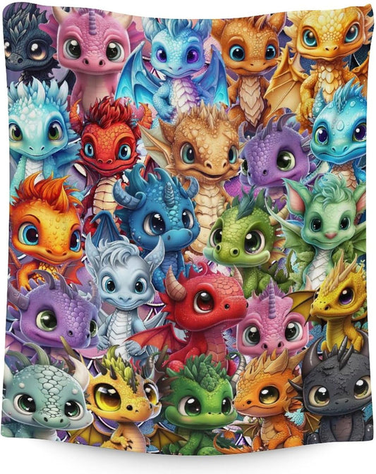 Dragon Blanket Gifts - 30x40 Inches Funny Throw Blanket for Babies, Kids, Boys & Girls - Colorful Soft Fuzzy Blankets for Couch, Sofa & Bed