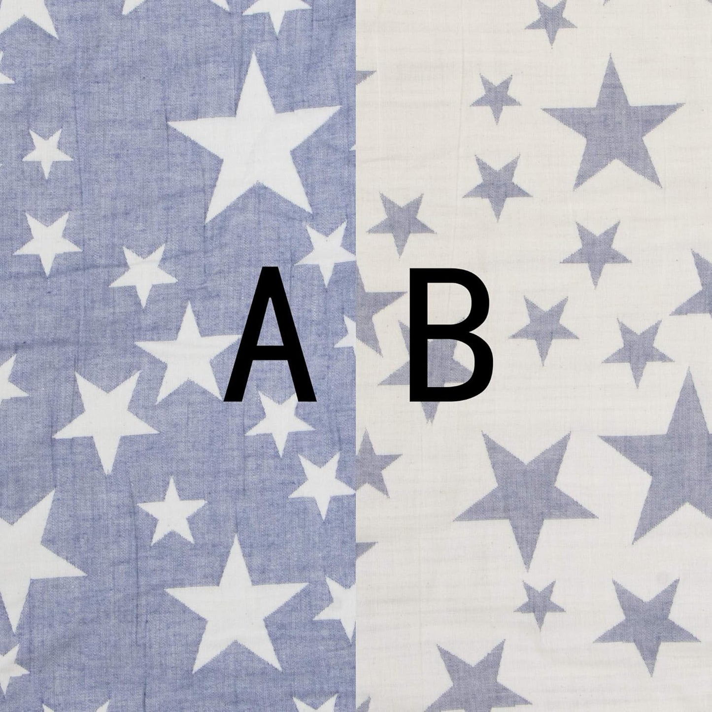NTBAY 3 Layer Oversized Muslin Cotton Toddler Blanket, 45x60 Inches Jacquard Reversible Nursery Bed Blanket, Super Soft and Thermal Crib Blanket for All Seasons, Baby Gift, 45"x60", Blue/White Star