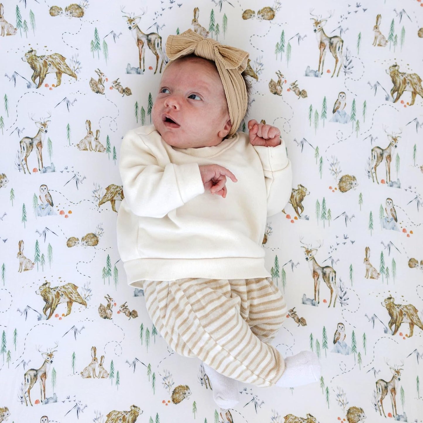 Crib Sheets Neutral - Fitted Baby Crib Sheets Bed for Girl Boy - 2 Pack Standard & Toddler Mattress - Buttery Soft Organic Cotton Blend (Magic Forest)