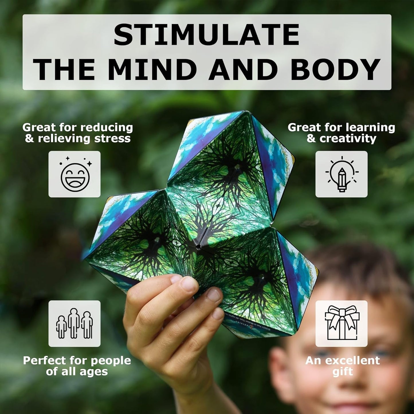 Shashibo Shape Shifting Box - Award-Winning Fidget Toy w/ 36 Rare Earth Magnets - Fidget Cube Transforms Into Over 70 Shapes, Sensory Toy Gift for Kids, Teens, and Adults (Chaos)