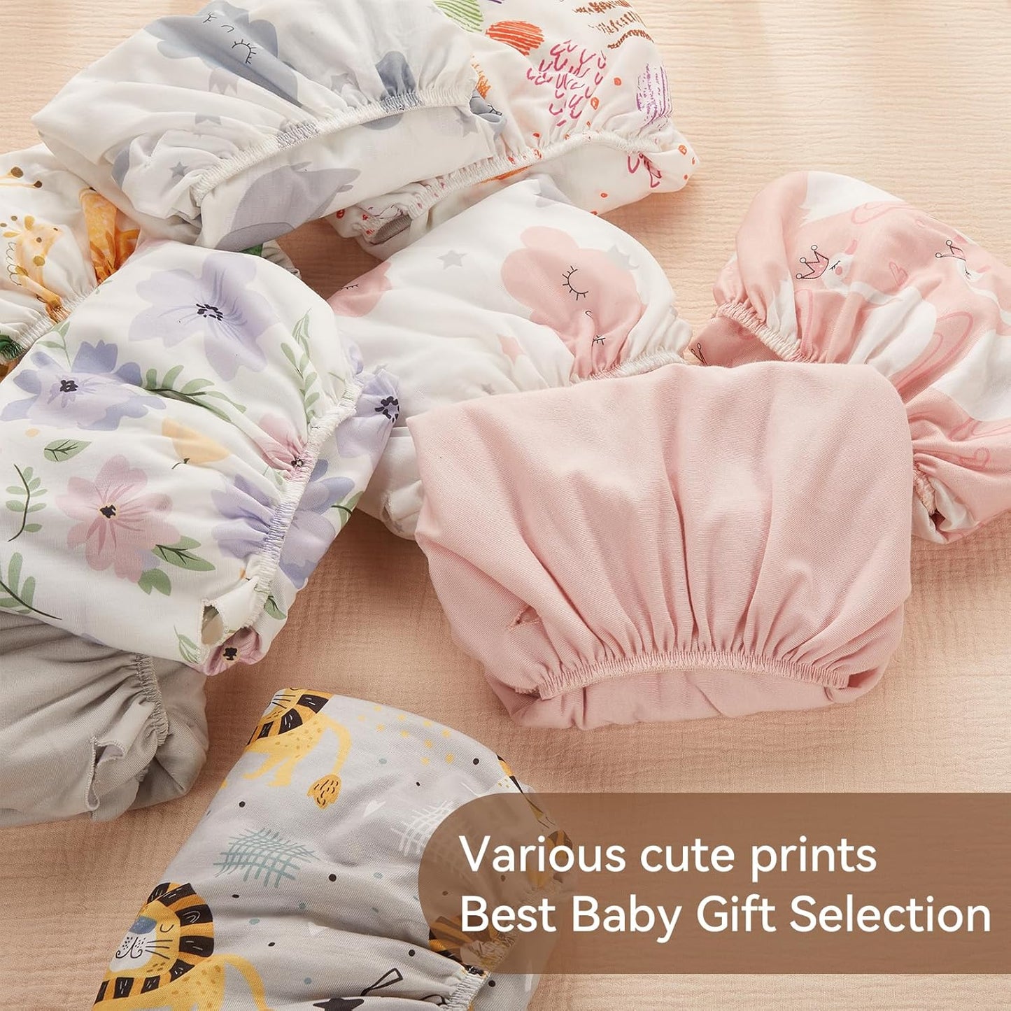 TILLYOU Changing Pad Cover Set in Soft Jersey Material - Fits 32"/34''x16 Contoured Pad for Babies, Jungle Walk and White Stripes
