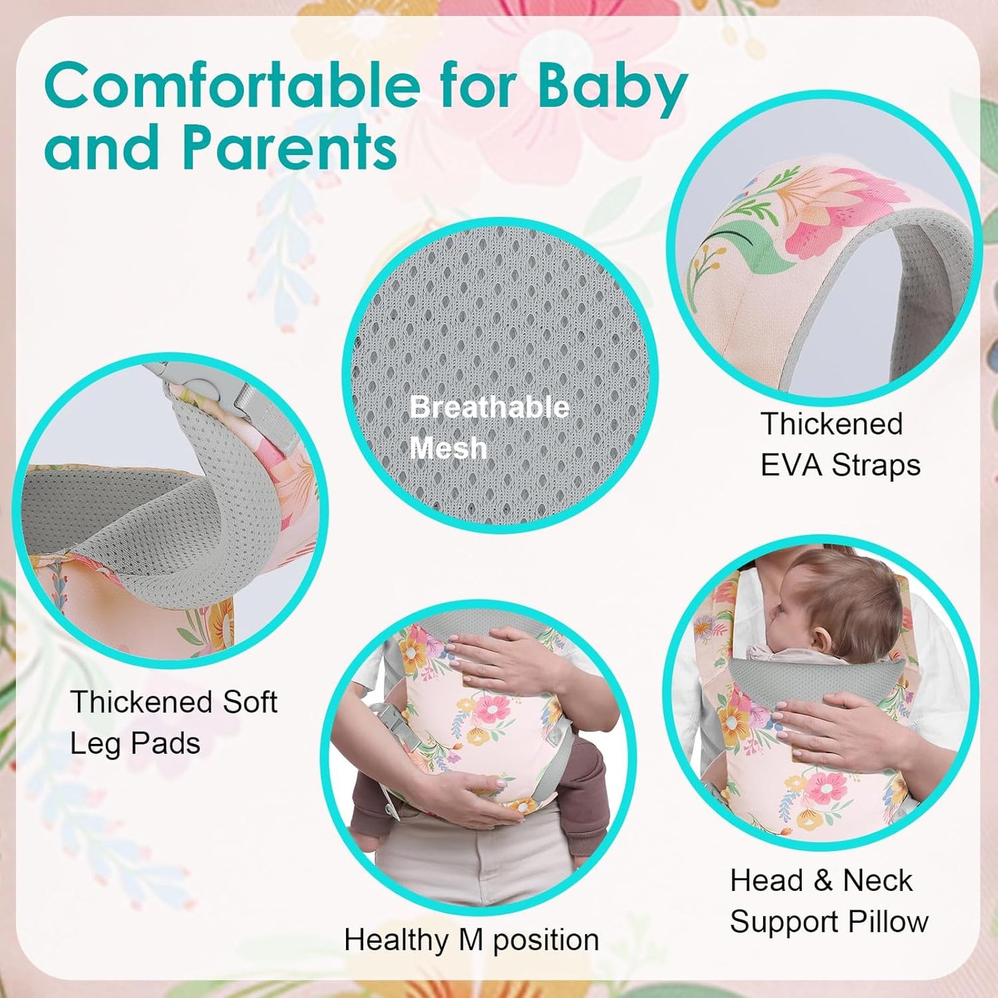 Baby Carrier, Ergonomic Adjustable Toddler Carriers for 7-33 Lbs, Cozy Lightweight Infant Carrier with Neck Support, Baby Chest Carriers with Lumbar Support for Parents (3-36 Months)