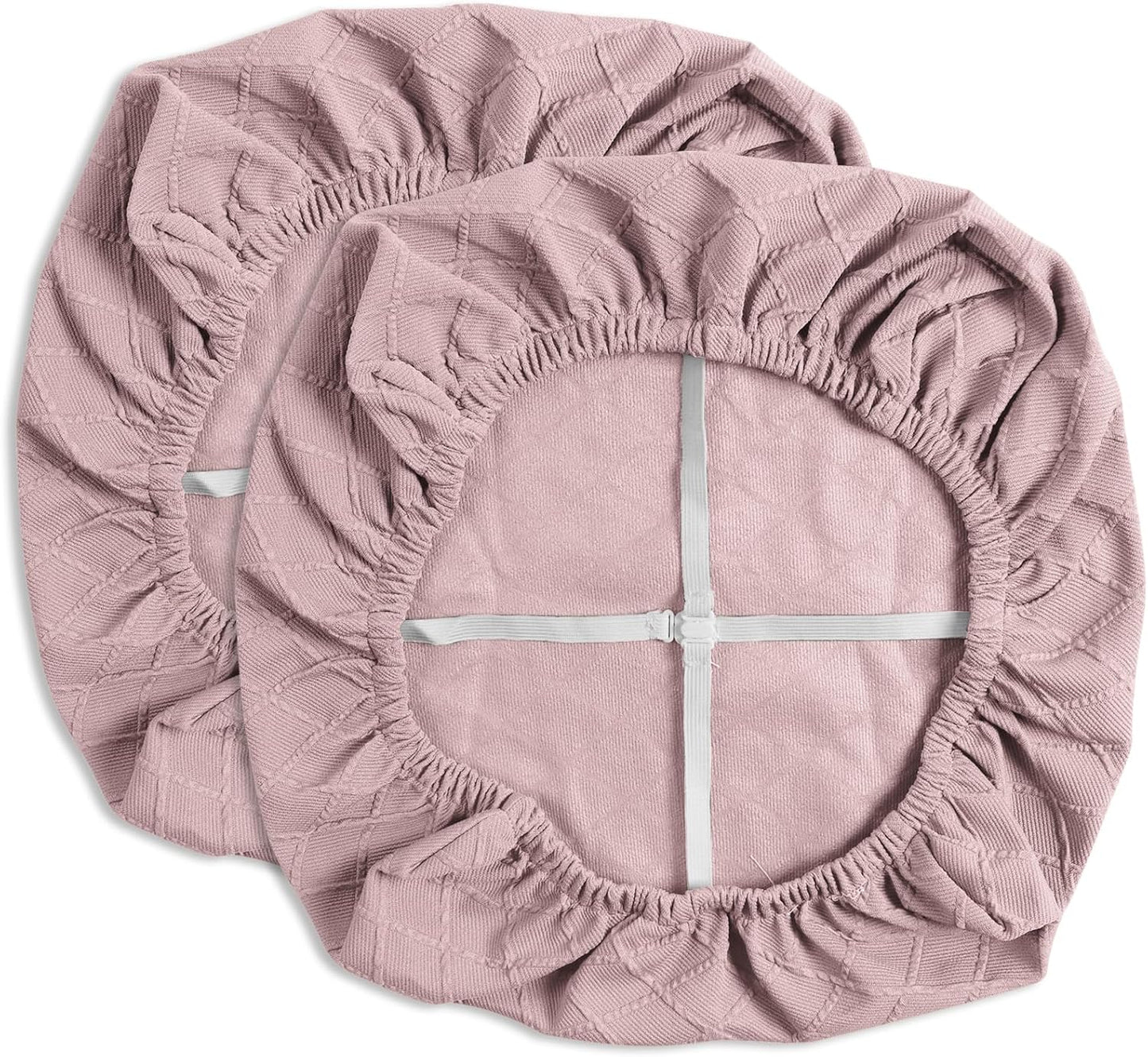 Yikko Chair Seat Covers, High-Density Check Jacquard Ekedalen Seat Covers for Dining Kitchen Restaurant Banquet, Stretch Removable Washable Chair Seat Cushion Protector (2, Pink)
