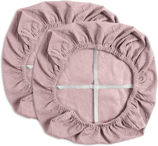 Yikko Chair Seat Covers, High-Density Check Jacquard Ekedalen Seat Covers for Dining Kitchen Restaurant Banquet, Stretch Removable Washable Chair Seat Cushion Protector (2, Pink)