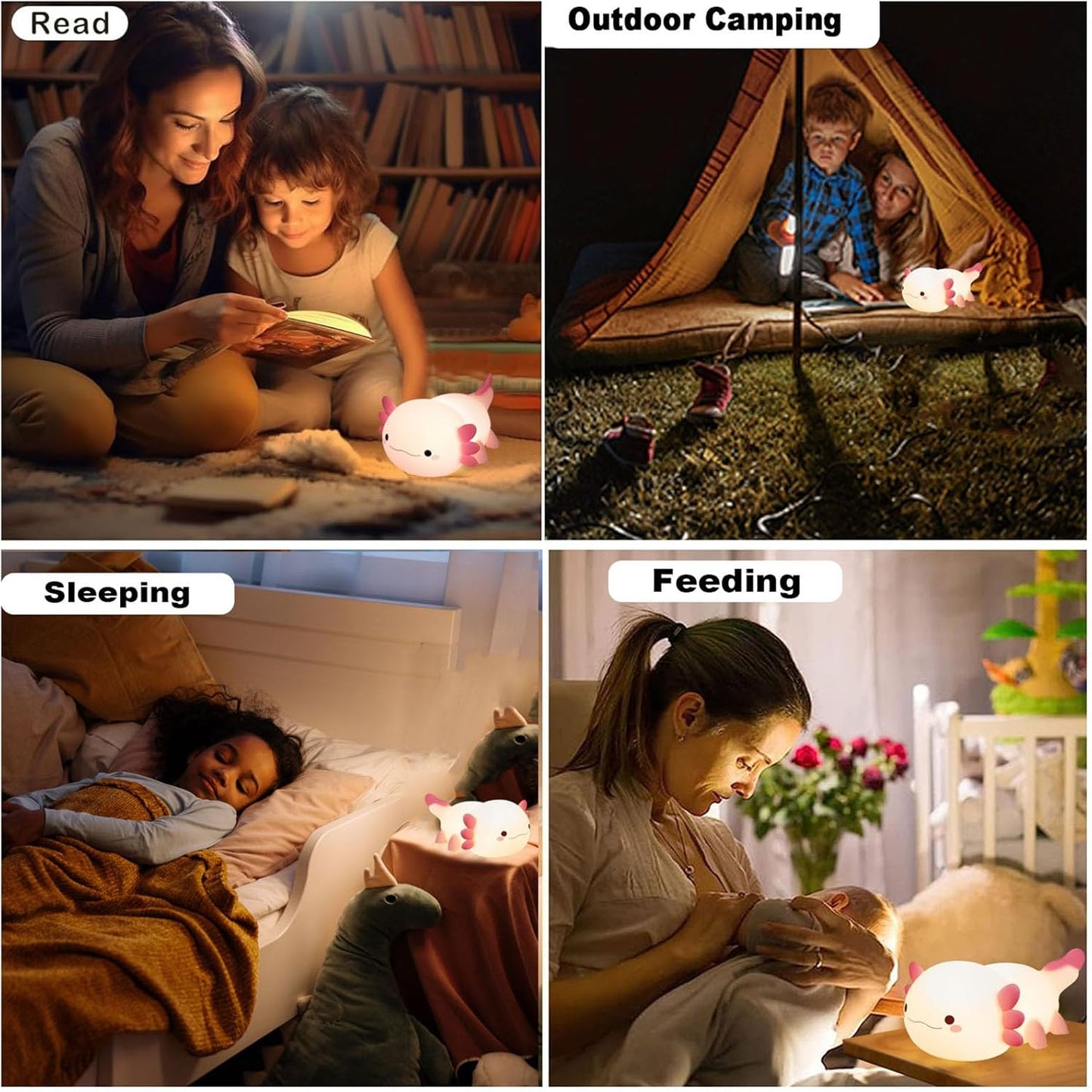 Axolotl Night Light for Kids,Cute Axolotl lamp Gifts Rechargeable light Table Lamp Bedside Lamp,LED Animal Silicone Nursery Night Lamp Cute Room Decor Night Light for Kids Girls Boys