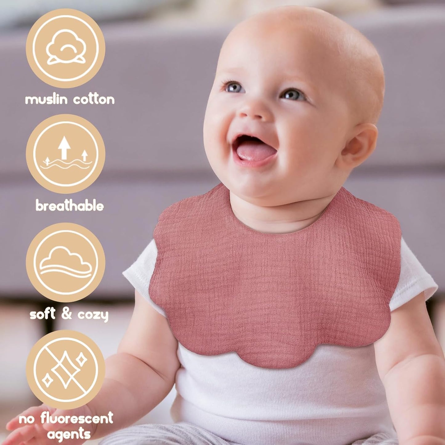 Baby Bibs Muslin Bibs for Baby Girl Boy for Drooling and Teething 10 Pack