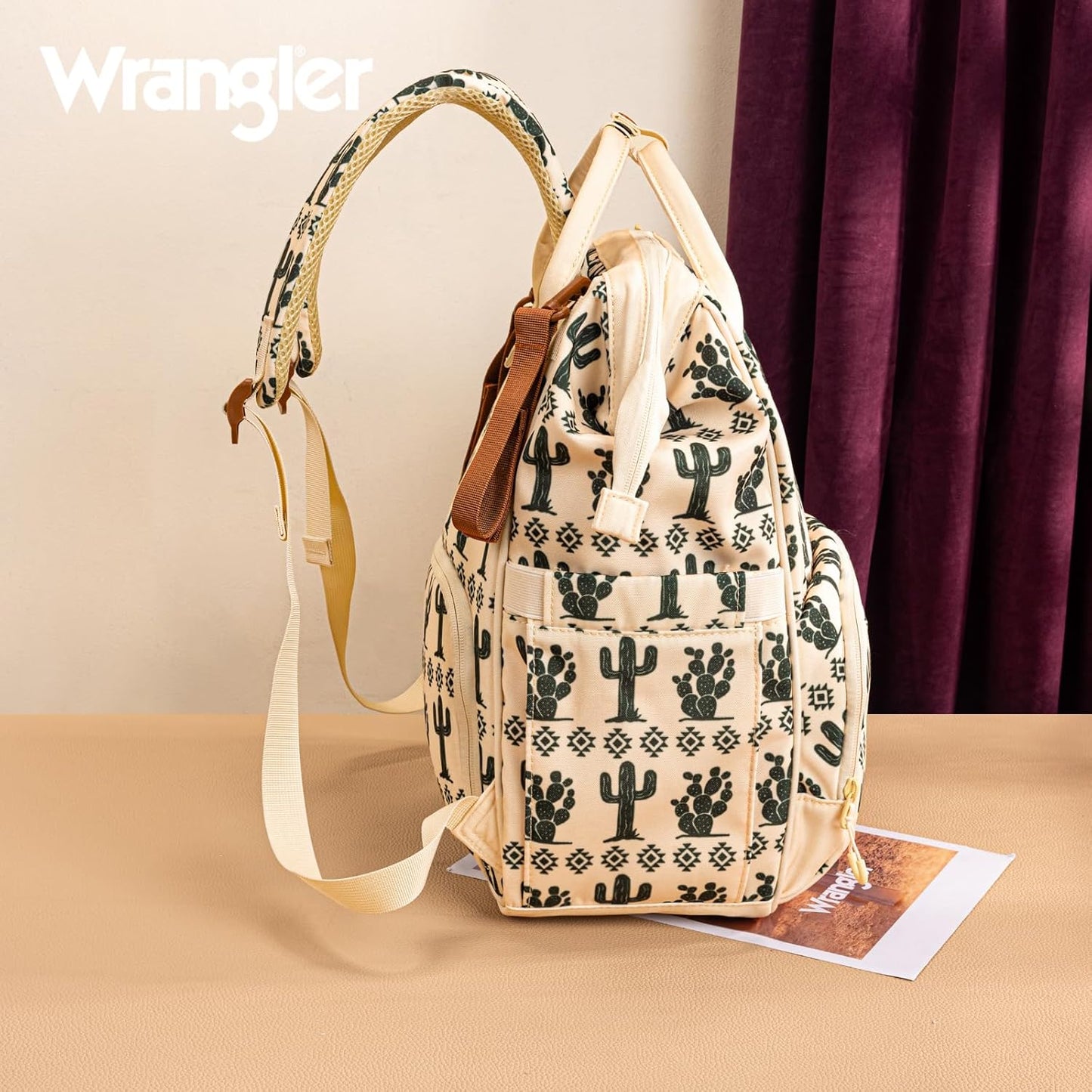 Montana West Wrangler Diaper Bag Backpack Aztec Travel Backpack Purses Western Multi-Function Baby Bags for Mom with Waterproof Insulated Pockets