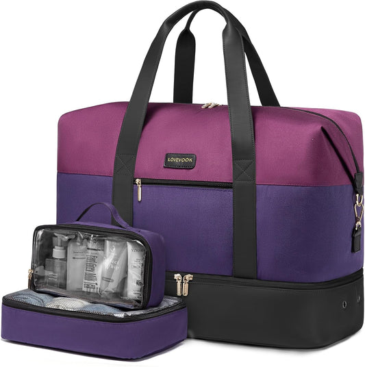 LOVEVOOK Weekender Bag, Large Travel Duffel Bag for Women with 2 Packing Cubes, Carry on Overnight Bag with Shoe Compartment, Mom Hospital Bags for Labor and Delivery