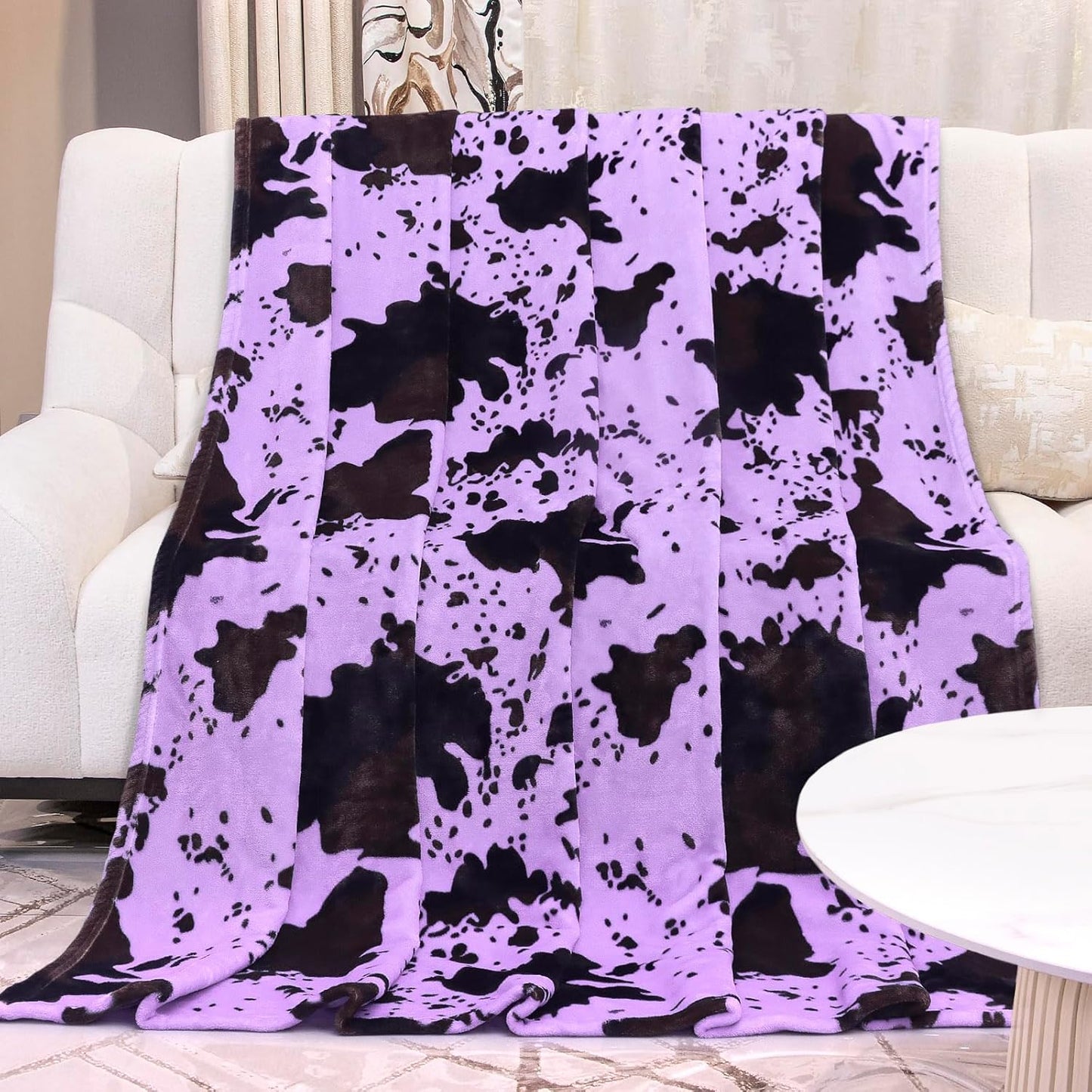 Purple Fleece Blanket Queen Size - Lightweight Warm Fuzzy Soft Cozy Oversized Bed & Couch Blanket Throw for Adults & Couples All Season 90x90 inches