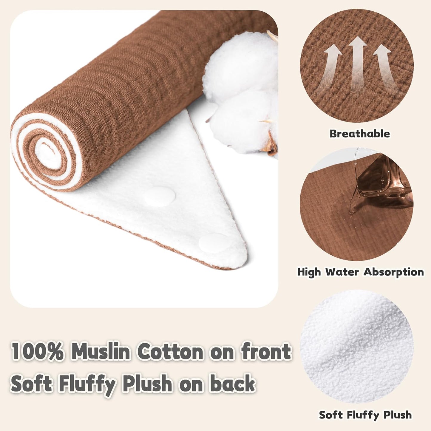 Susurration Muslin Baby Drool Bibs 6Pack Soft Triangular Adjustable Baby Bandana Bibs for Unisex Baby Girls & Boys